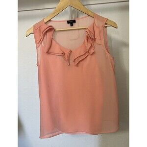 Talbots 4 Petites 100% Silk Tank Scoop Neck Layering Camisole Sleeveless Ruffles